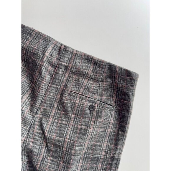 Aritzia WILFRED Chambery Grey Check Wool Cashmere Pleated Trouser Pants, Size 4 - Picture 6 of 15
